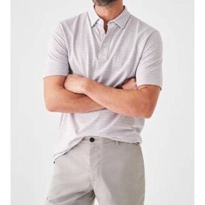 FAHERTY short sleeve movement polo shirt in horizon line stripe size small